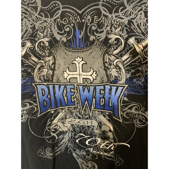 70th Annual Bike Week Daytona Beach Long Sleeve T-Shirt‎ 2011 Black Sz XL Gildan - Picture 1 of 7